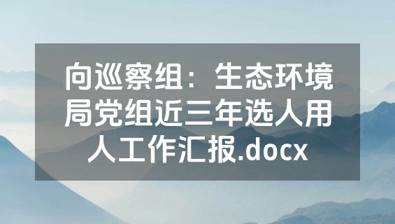 向巡察组：生态环境局党组近三年选人用人工作汇报.docx