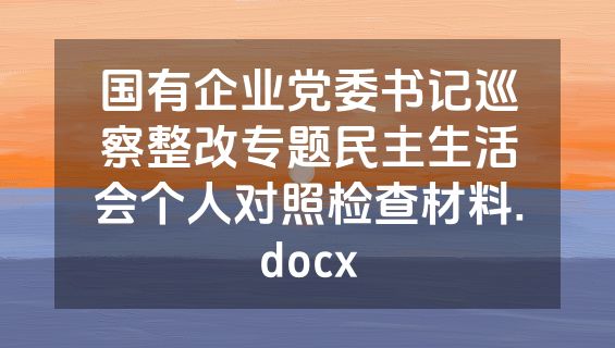 国有企业党委书记巡察整改专题民主生活会个人对照检查材料.docx