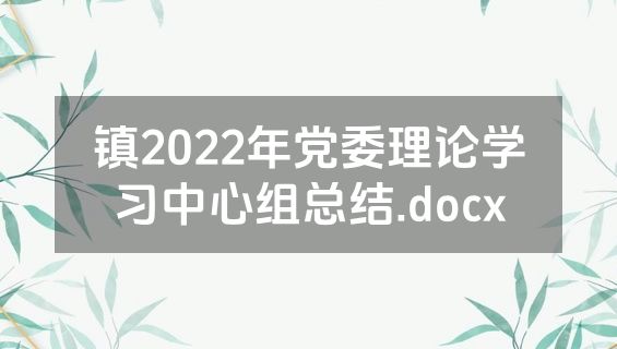 镇2022年党委理论学习中心组总结.docx