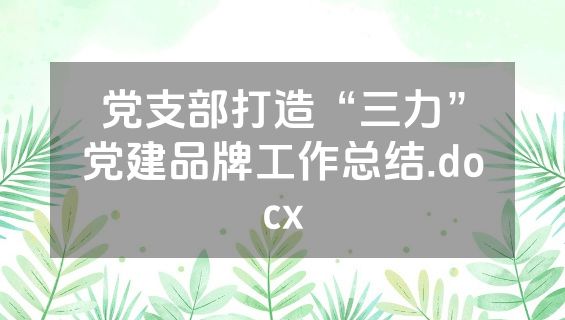 党支部打造“三力”党建品牌工作总结.docx