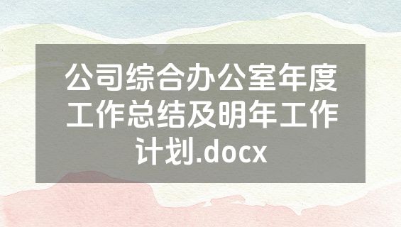 公司综合办公室年度工作总结及明年工作计划.docx