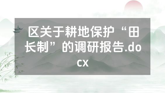 区关于耕地保护“田长制”的调研报告.docx