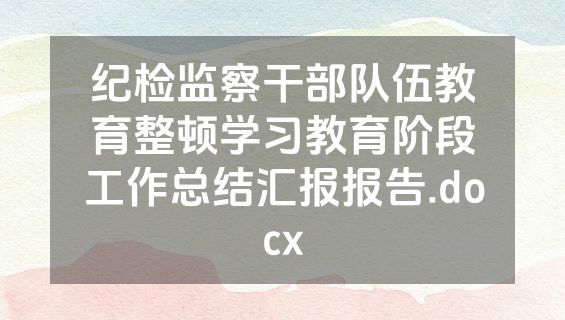 纪检监察干部队伍教育整顿学习教育阶段工作总结汇报报告.docx