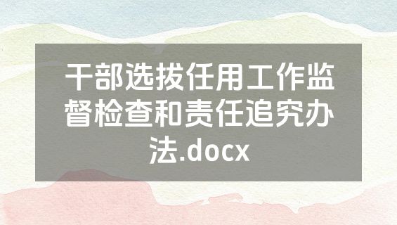 干部选拔任用工作监督检查和责任追究办法.docx