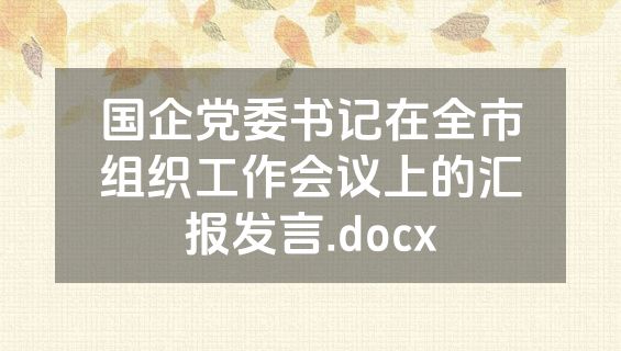 国企党委书记在全市组织工作会议上的汇报发言.docx