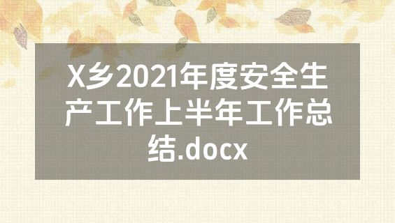 X乡2021年度安全生产工作上半年工作总结.docx