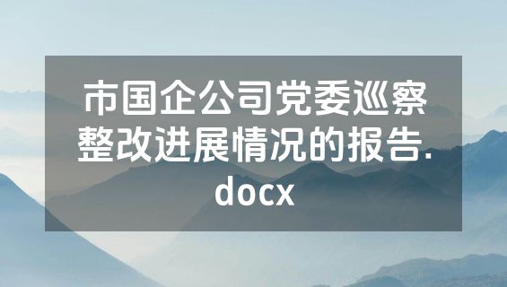 市国企公司党委巡察整改进展情况的报告.docx