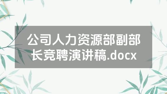 公司人力资源部副部长竞聘演讲稿.docx