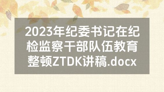 2023年纪委书记在纪检监察干部队伍教育整顿ZTDK讲稿.docx