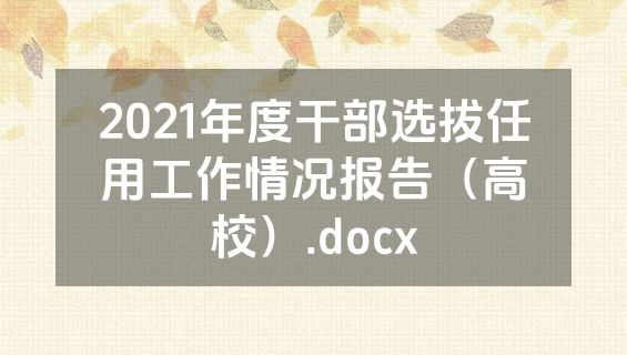2021年度干部选拔任用工作情况报告（高校）.docx