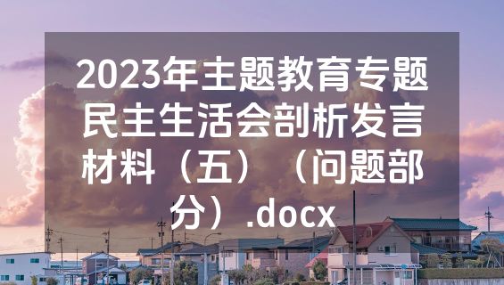 2023年主题教育专题民主生活会剖析发言材料（五）（问题部分）.docx