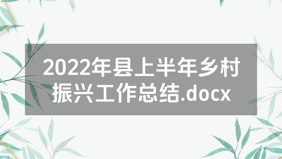 2022年县上半年乡村振兴工作总结.docx