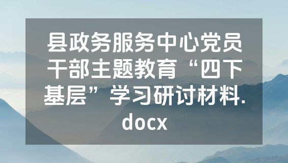 县政务服务中心党员干部主题教育“四下基层”学习研讨材料.docx