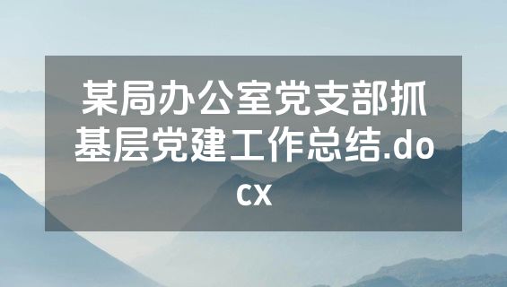 某局办公室党支部抓基层党建工作总结.docx