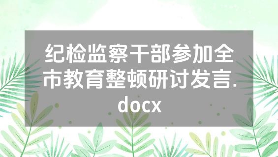 纪检监察干部参加全市教育整顿研讨发言.docx