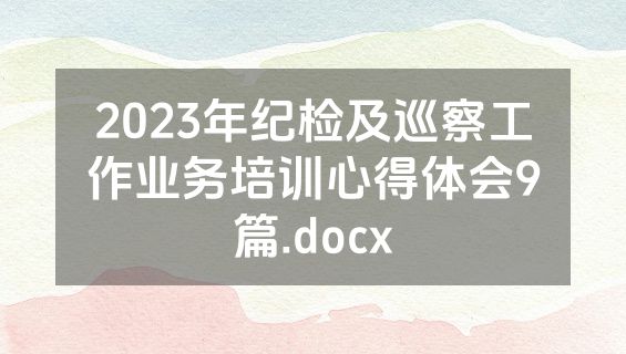 2023年纪检及巡察工作业务培训心得体会9篇.docx