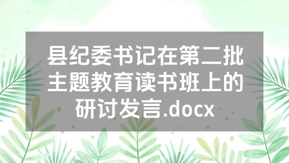 县纪委书记在第二批主题教育读书班上的研讨发言.docx
