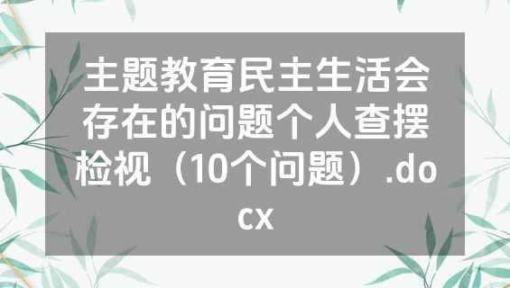 主题教育民主生活会存在的问题个人查摆检视（10个问题）.docx