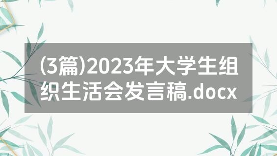 (3篇)2023年大学生组织生活会发言稿.docx