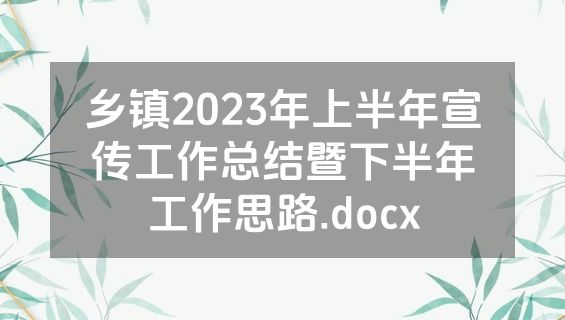 乡镇2023年上半年宣传工作总结暨下半年工作思路.docx