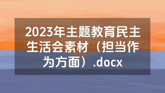2023年主题教育民主生活会素材（担当作为方面）.docx