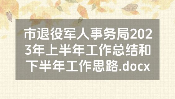 市退役军人事务局2023年上半年工作总结和下半年工作思路.docx