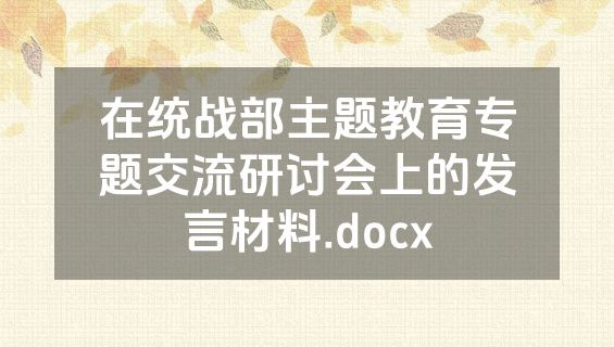 在统战部主题教育专题交流研讨会上的发言材料.docx