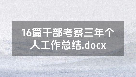 16篇干部考察三年个人工作总结.docx