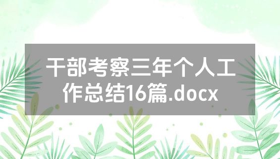 干部考察三年个人工作总结16篇.docx