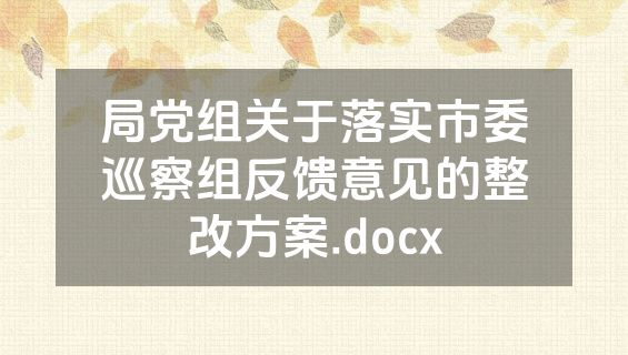 局党组关于落实市委巡察组反馈意见的整改方案.docx