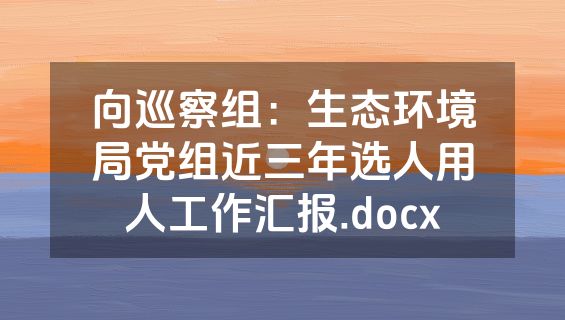 向巡察组：生态环境局党组近三年选人用人工作汇报.docx