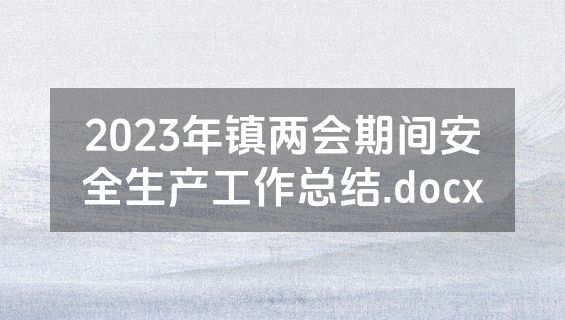 2023年镇两会期间安全生产工作总结.docx