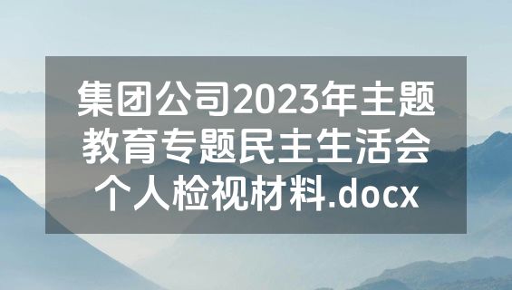 集团公司2023年主题教育专题民主生活会个人检视材料.docx