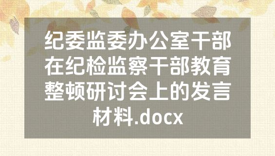 纪委监委办公室干部在纪检监察干部教育整顿研讨会上的发言材料.docx