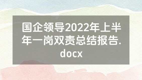 国企领导2022年上半年一岗双责总结报告.docx