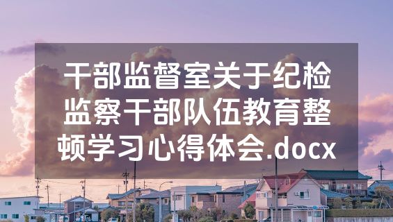 干部监督室关于纪检监察干部队伍教育整顿学习心得体会.docx