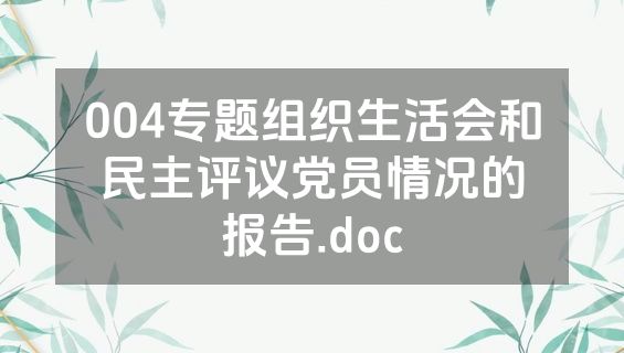 004专题组织生活会和民主评议党员情况的报告.doc