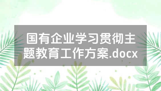 国有企业学习贯彻主题教育工作方案.docx