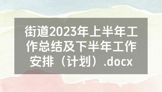 街道2023年上半年工作总结及下半年工作安排（计划）.docx