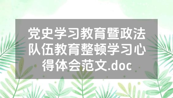 党史学习教育暨政法队伍教育整顿学习心得体会范文.doc