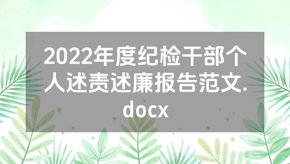 2022年度纪检干部个人述责述廉报告范文.docx