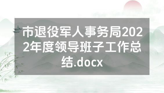 市退役军人事务局2022年度领导班子工作总结.docx