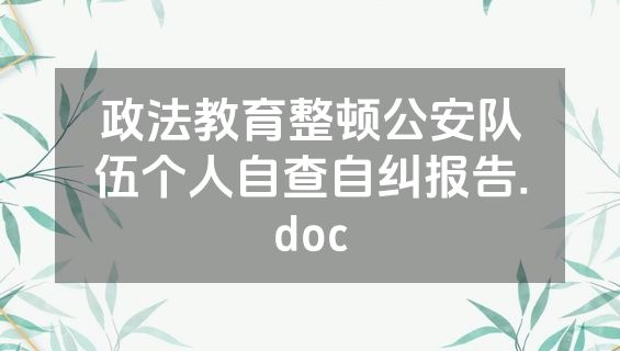 政法教育整顿公安队伍个人自查自纠报告.doc