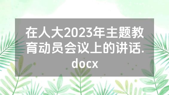 在人大2023年主题教育动员会议上的讲话.docx