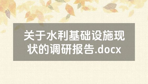 关于水利基础设施现状的调研报告.docx