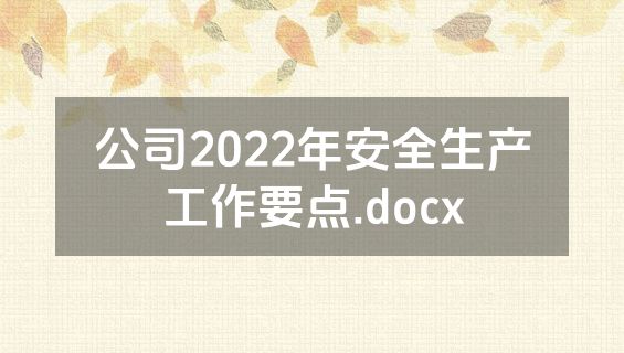 公司2022年安全生产工作要点.docx