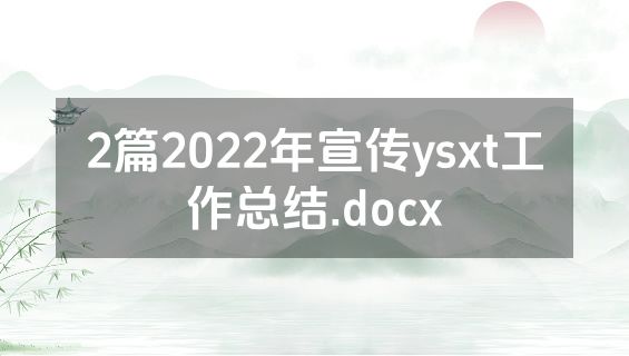 2篇2022年宣传ysxt工作总结.docx