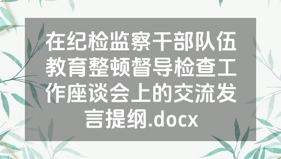 在纪检监察干部队伍教育整顿督导检查工作座谈会上的交流发言提纲.docx