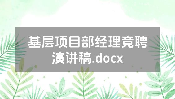 基层项目部经理竞聘演讲稿.docx