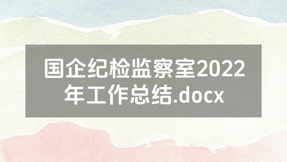 国企纪检监察室2022年工作总结.docx